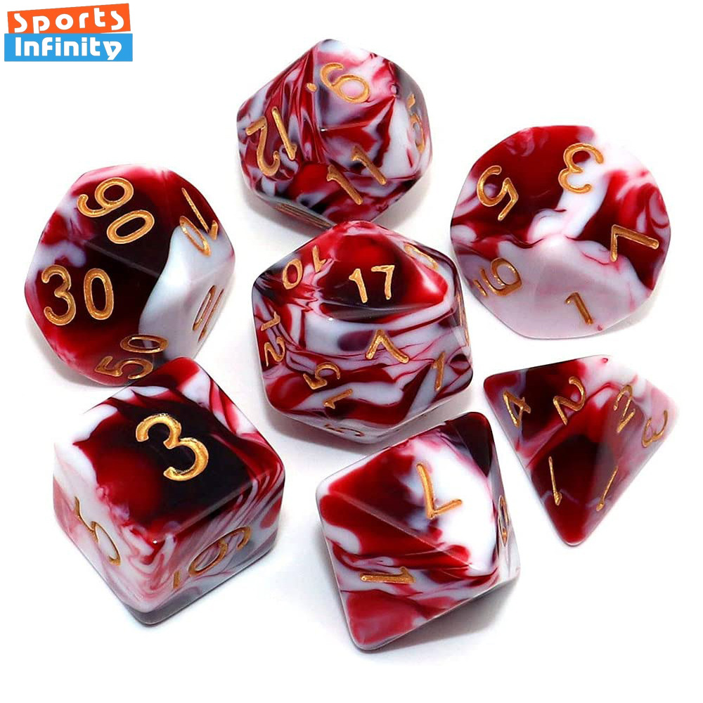 더블 컬러 다각형 주사위 골드 폰트 번호 주사위 키트, - Board Game Font 리뷰 및 가격