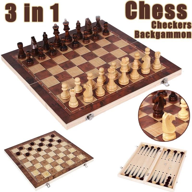 3 in 1 체스 보드, 접이식 목재 휴대용 체스 게임 - Board Game Harvest 리뷰 및 가격